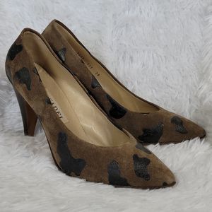 Casadei Brown and Black Leather Cow Print Heels Size 7.5US 38EU